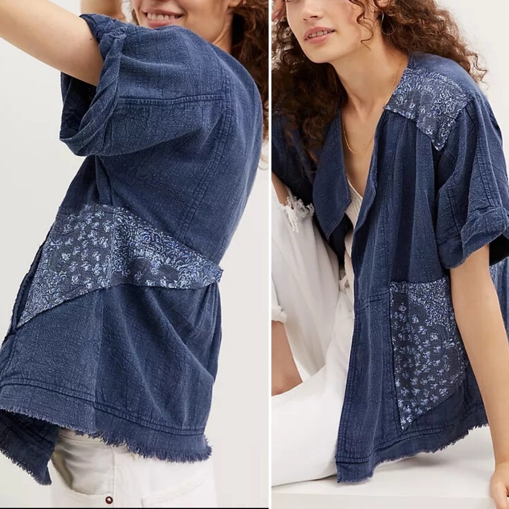 Anthropologie Pilcro Patchwork Denim Kimono Jacket – Size M